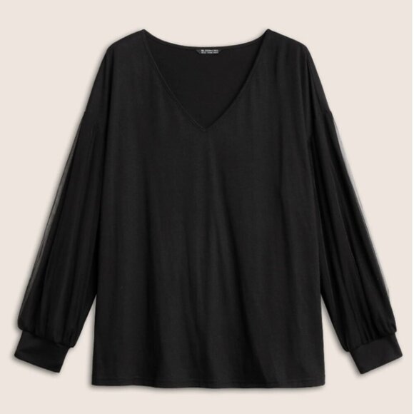 BloomChic Plain Tiered Mesh Patchwork T-shirt Size L ( us size 12) - Picture 3 of 4